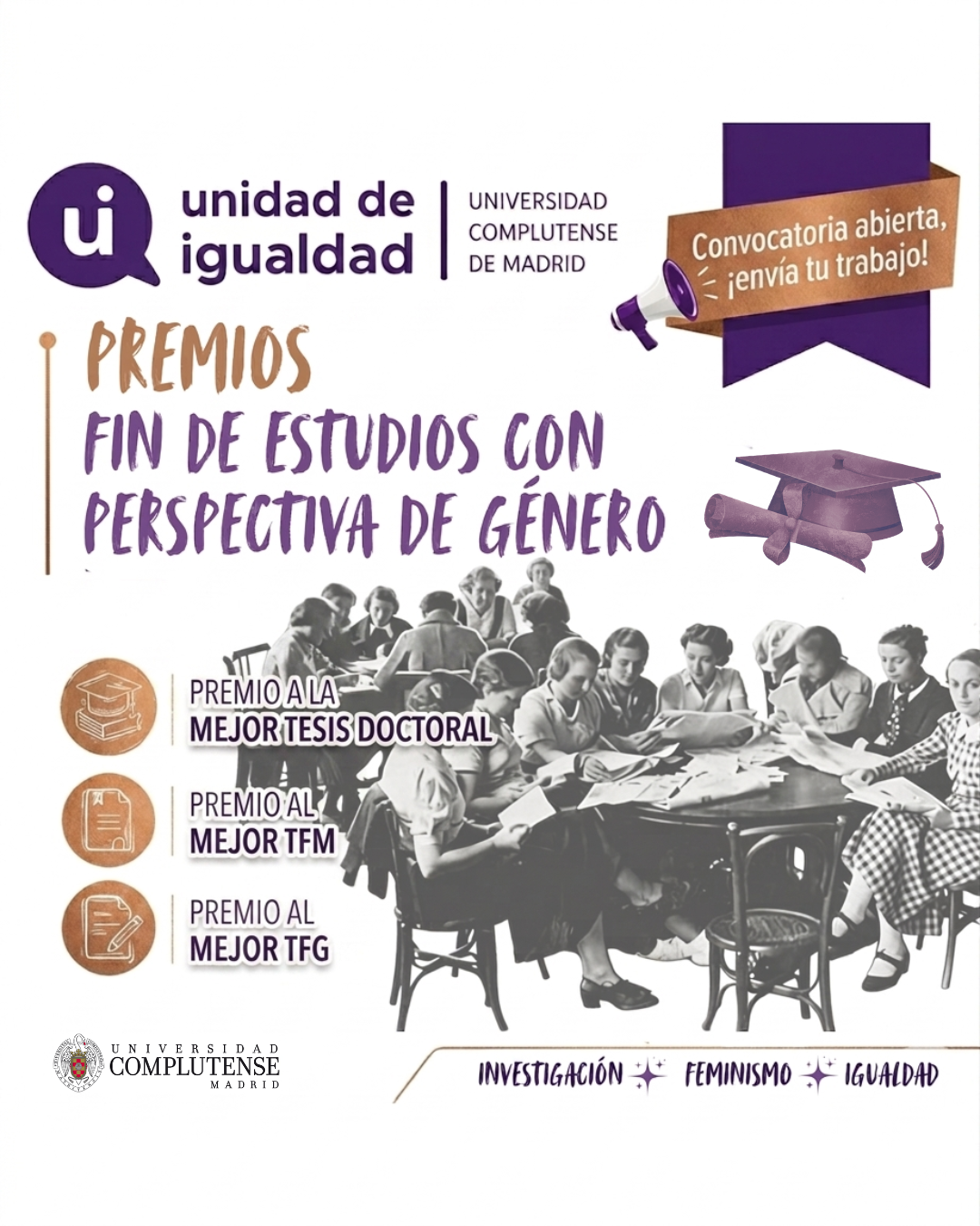 Convocatoria Premios Fin de Estudios con perspectiva de género de la Unidad de Igualdad